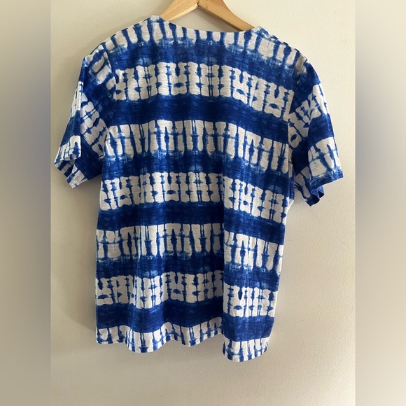 ALIA Tie Dye T-shirt Blue Short Sleeve with Lace Up XL - Picture 4 of 7
